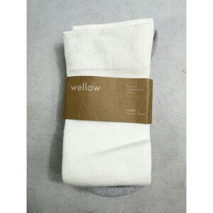 Wello White Grey Compression Socks 18-25 mmhg Size L NWT
